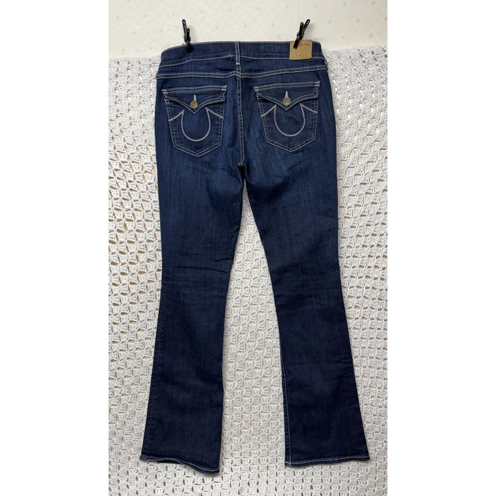 True Religion Becca Women Size 30 Blue Denim Mid Rise Bootcut Embroidery Pockets